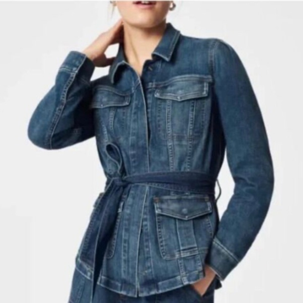Spanx Tie Front Jean Shirt Jacket size S